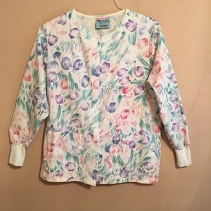 White Swan scrub jacket. EUC